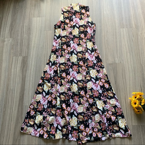 1990s Ann Taylor Floral Rayon Keyhole Shift Sundress Dress - Picture 6 of 7